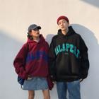 Couple Loose-fit Embroidered Hooded Pullover