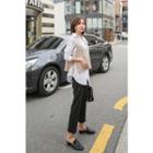 Set: Plain Shirt + V-neck Slit-side Vest