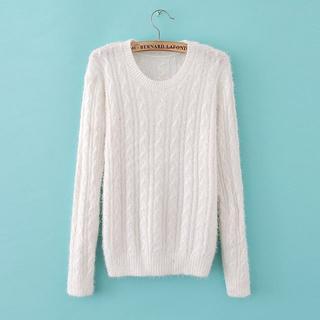 Cable-knit Furry Sweater