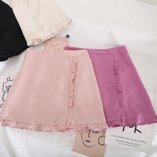 Frilled Trim Mini Pencil Skirt