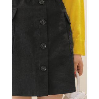 Button-front Cargo Miniskirt