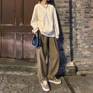 High Waist Wide Leg Pants / Plain Sweatshirt / Set