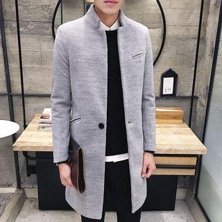 Stand-collar Plain Coat