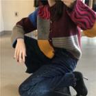 Color-block Cardigan As Figure - One Size