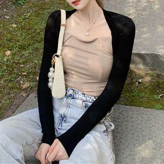 Square-neck Panel Long-sleeve Top