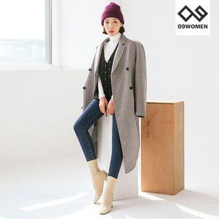 Plus Size Double-buttoned Wool Blend Coat