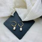 Freshwater Pearl Twisted Alloy Open Hoop Earring 1 Pair - As Shown In Figure - One Size