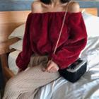 Off-shoulder Sweater Red - One Size
