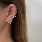 Flower Rhinestone Faux Pearl Cuff Earring
