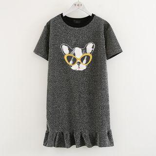 Dog Print Short-sleeve Dress