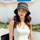 Faux Pearl Lettering Embroidered Bucket Hat