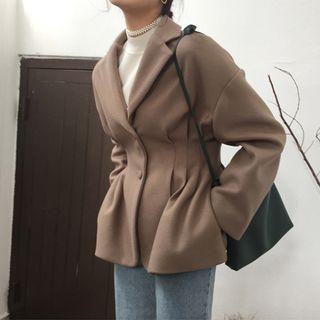 Notch-lapel Single-breasted Coat As Shown In Figure - One Size