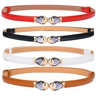 Faux Leather Rhinestone Fish Accent Belt