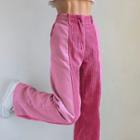 Two-tone Corduroy Straight Leg Pants