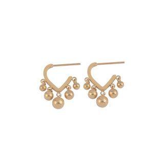 Heart Stainless Steel Fringed Earring 1 Pair - Earring - Gold - One Size