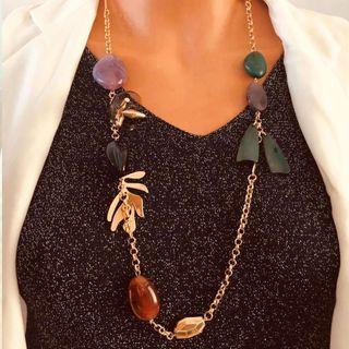 Acrylic Stone Necklace Mixed Color - One Size