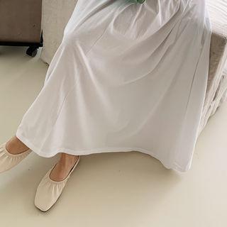 Square-neck Ruched Backless Flats