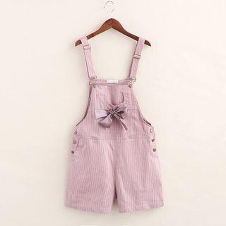 Bow Accent Striped Pinafore Playsuit