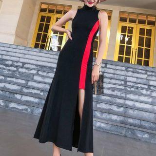 Sleeveless Two Tone Maxi Dress