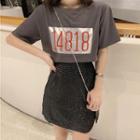 Short-sleeve Number T-shirt / Mini Skirt