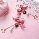 Non-matching Alloy Deer Faux Pearl Star & Bow Dangle Earring