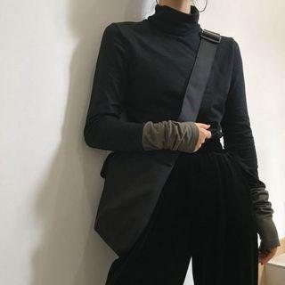 Two-tone Long-sleeve T-shirt Black - One Size
