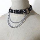 Faux Leather Chained Layered Choker