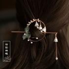 Flower Freshwater Pearl Hair Stick 1pc - Gold & White & Green - One Size