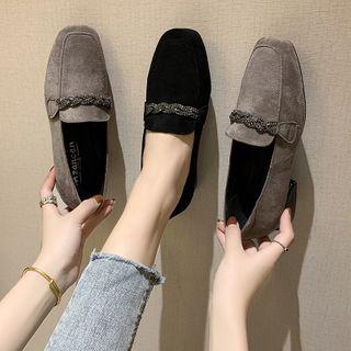 Velvet Square-toe Loafers