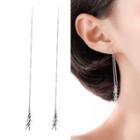 925 Sterling Silver Fringed Earring 1 Pair - Threader Earrings - Wheat - One Size
