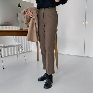 Buckle-waist Tapered Dress Pants