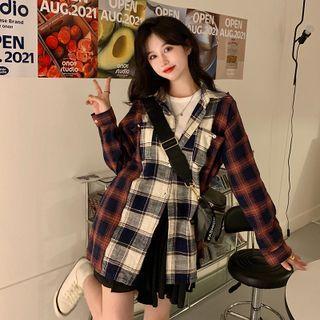 Plaid Shirt White & Red - One Size