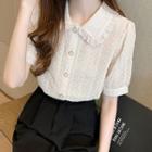Short-sleeve Dotted Lace Trim Shirt