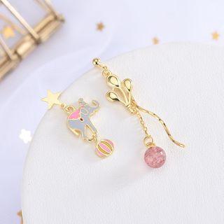 Non-matching 925 Sterling Silver Elephant & Balloon Dangle Earring Es932 - 1 Pair - One Size