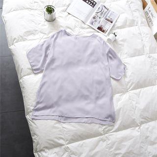 Short-sleeve Chiffon Blouse Gray - One Size