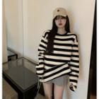Long-sleeve Striped T-shirt Striped - Black & White - One Size