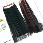 Reversible Lace-hem Velvet Skirt
