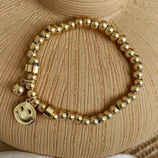 Stainless Steel Smiley Bracelet E90 - Gold - One Size