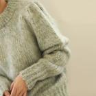 Puff-shoulder Furry Sweater