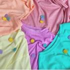 Plain Loose-fit Short-sleeve T-shirt With Brooch