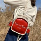 Bow-accent Faux Leather Lettering Backpack
