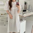 Puff-sleeve Floral Print Sleep Dress