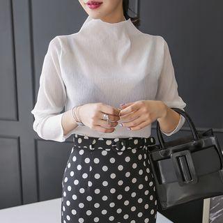 Mock-neck Textured Top