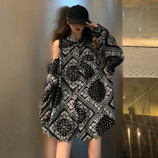 Cold Shoulder Paisley Print Shirt
