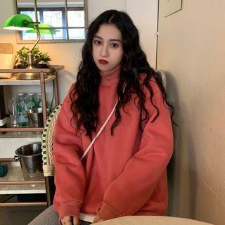 Semi High-neck Plain Sweatshirt