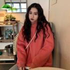 Semi High-neck Plain Sweatshirt