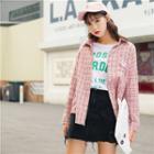 Long-sleeve Heart Embroidered Plaid Shirt