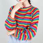 Striped Cropped Sweater Stripe - Rainbow - One Size