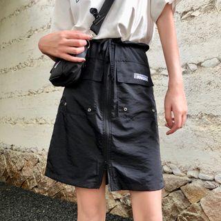 A-line Zip-up Skirt Skirt - Black - One Size