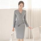 V-neck Peplum-trim Dress